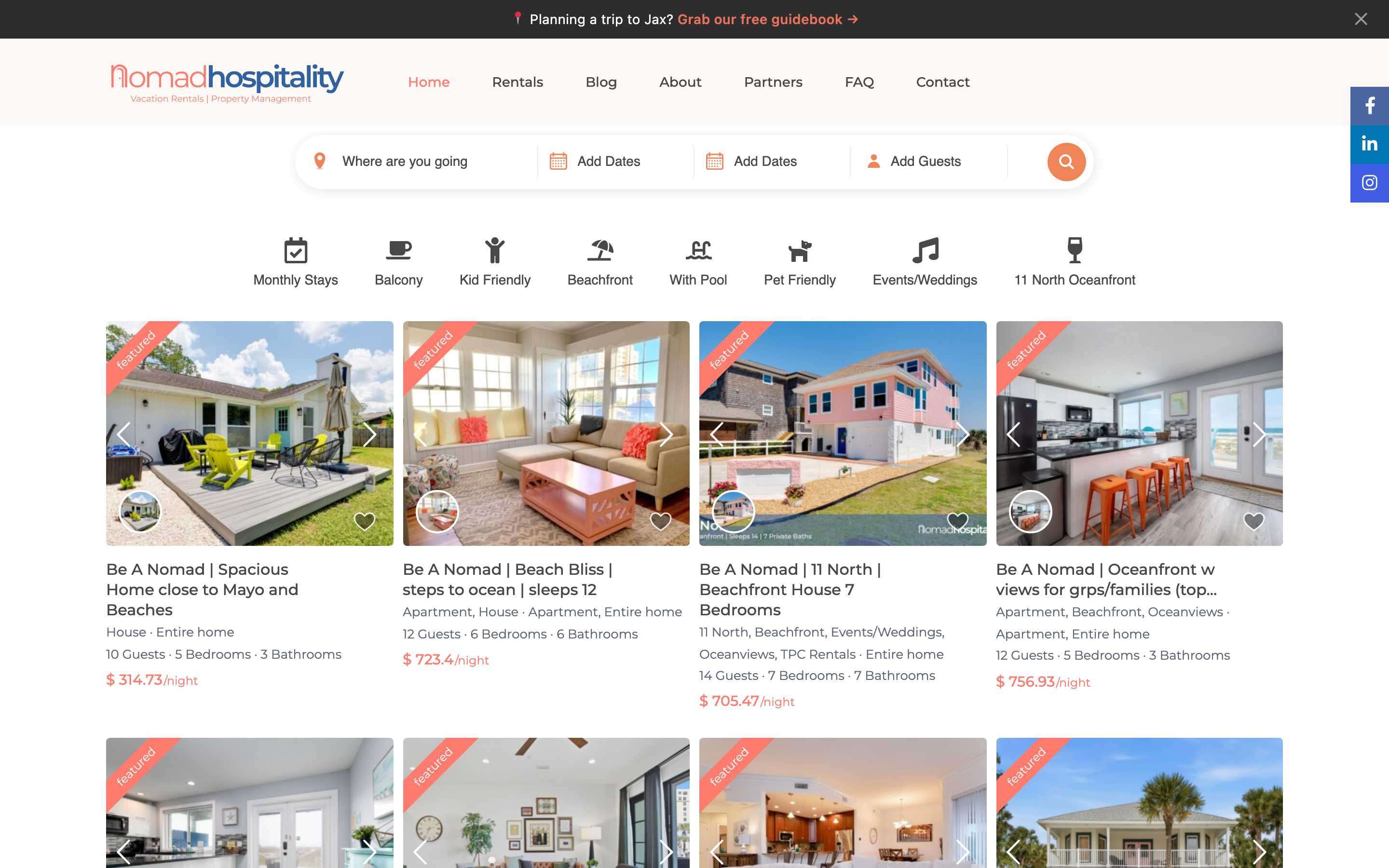 Nomad Hospitality direct booking site